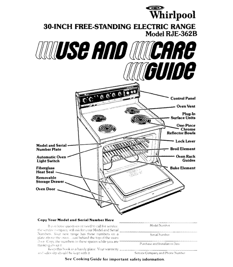 Whirlpool RJE-362B Use and care guide