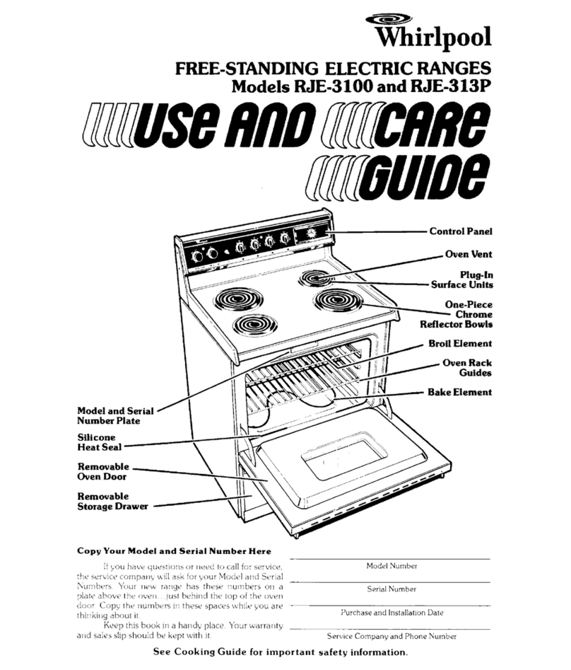 Whirlpool RJE-3100 User manual