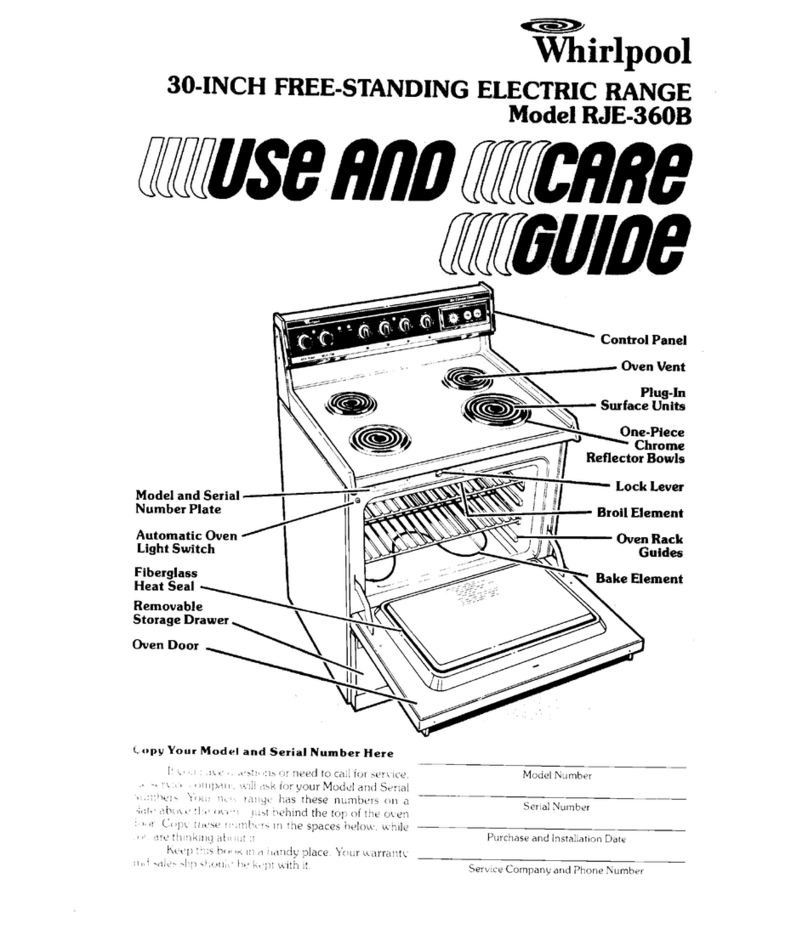 Whirlpool RIE360B Use and care guide