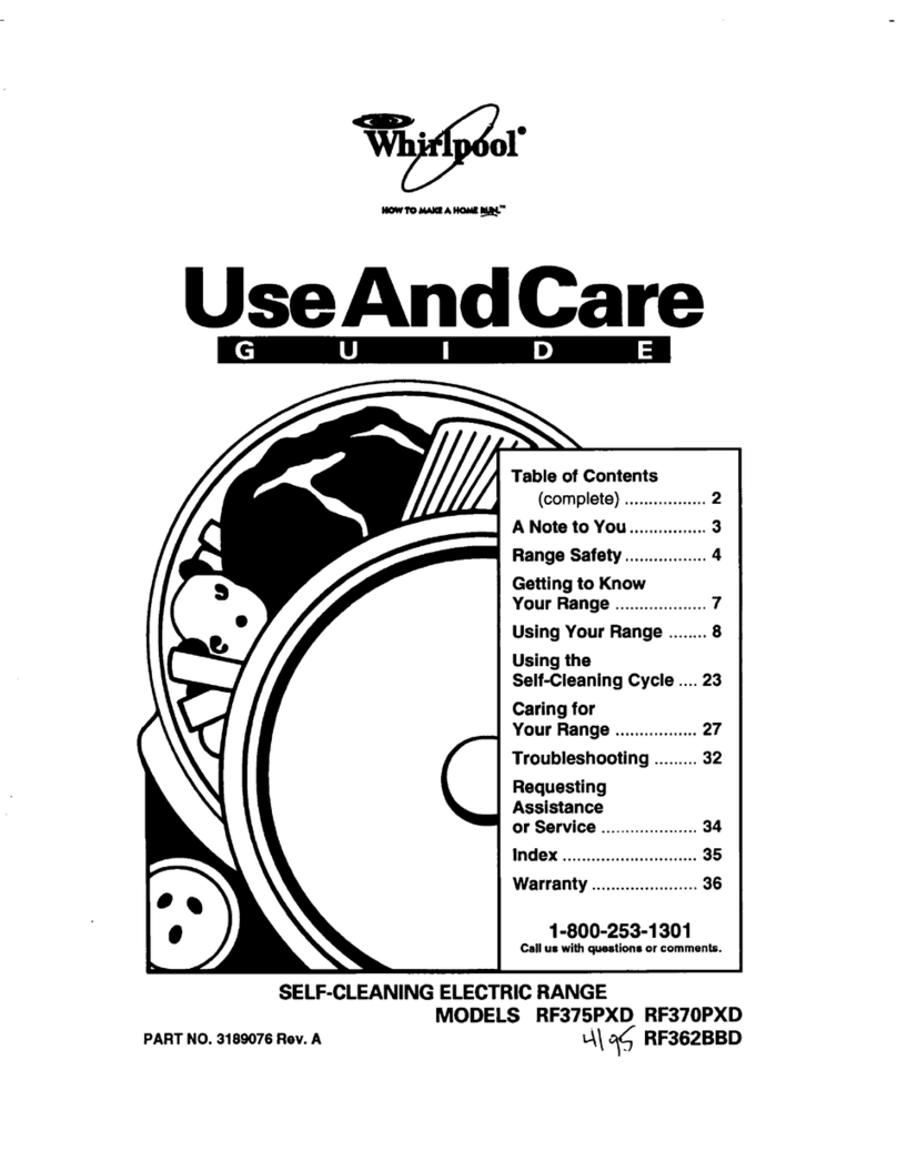Whirlpool RF362BBD Use and care guide