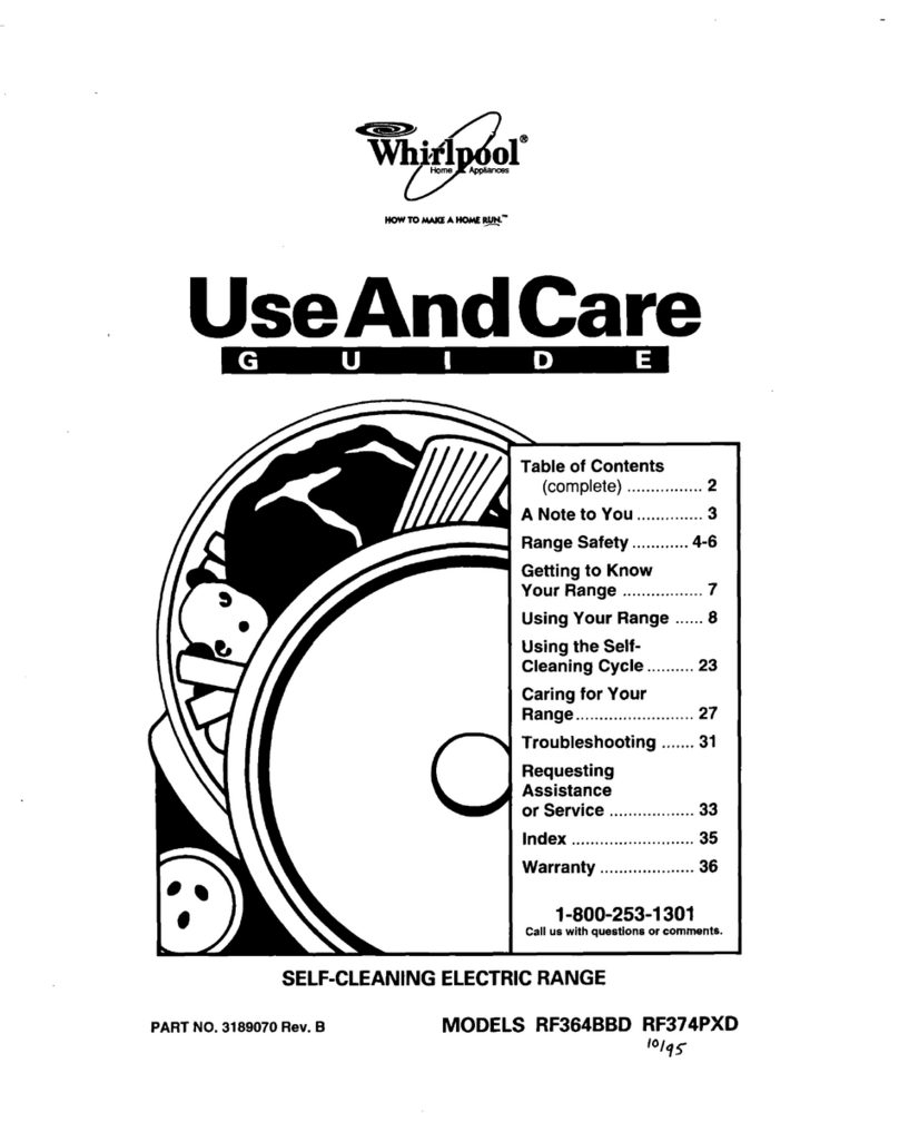 Whirlpool RF364BBD Use and care guide