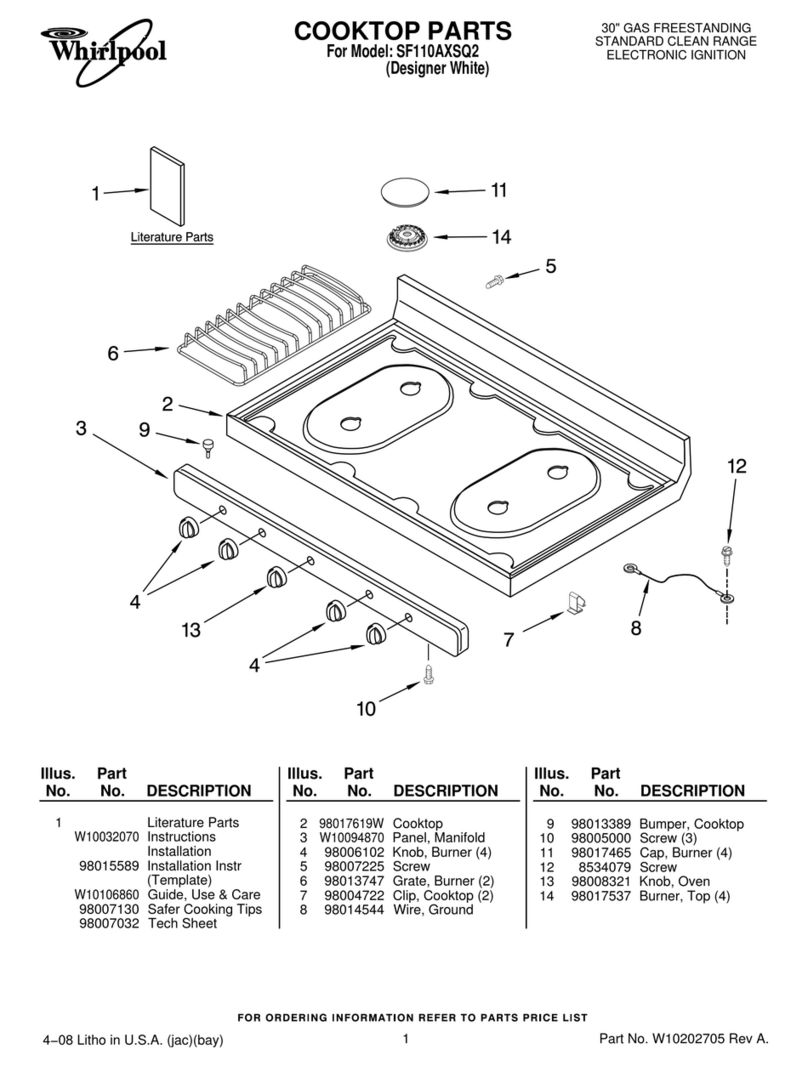 Whirlpool SF110AXSQ2 User manual
