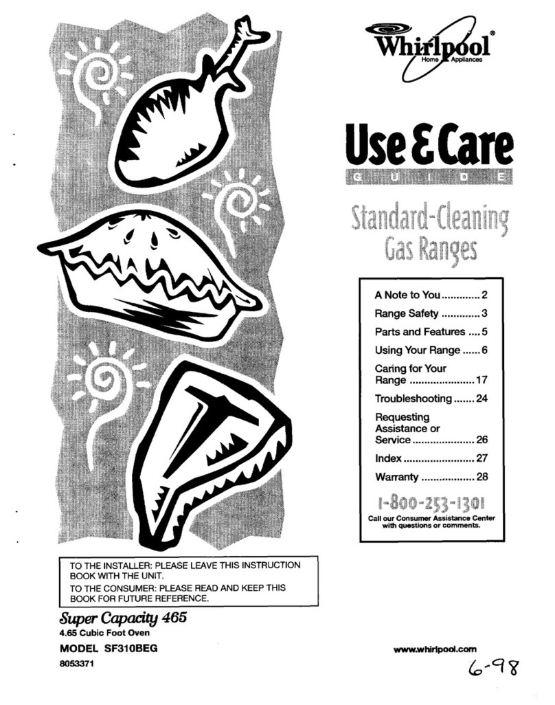 Whirlpool SF31OBEG Use & care guide