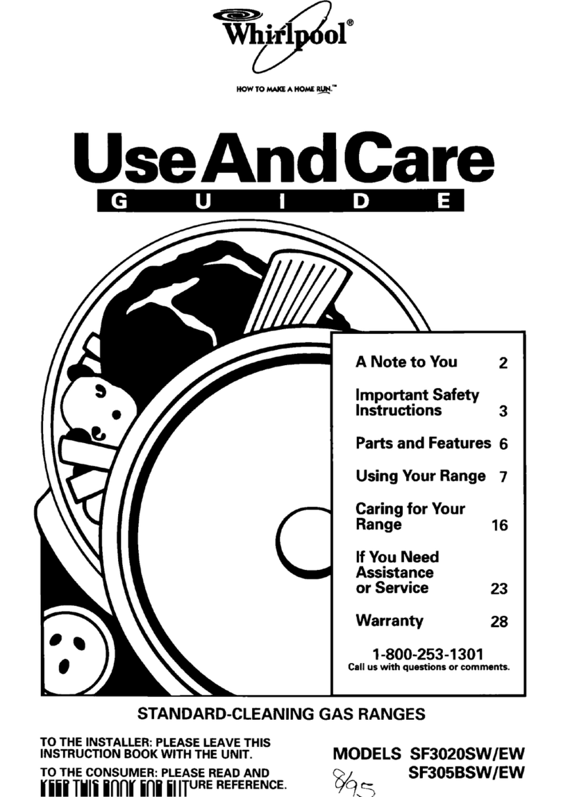 Whirlpool SF3020SW/EW Use and care guide Whirlpool SF3020SW/EW Use and care guide