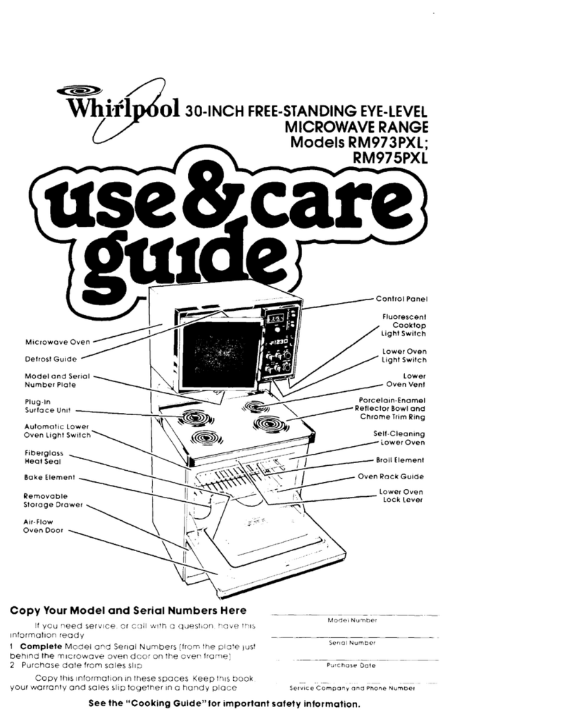 Whirlpool RM973PXL Use & care guide