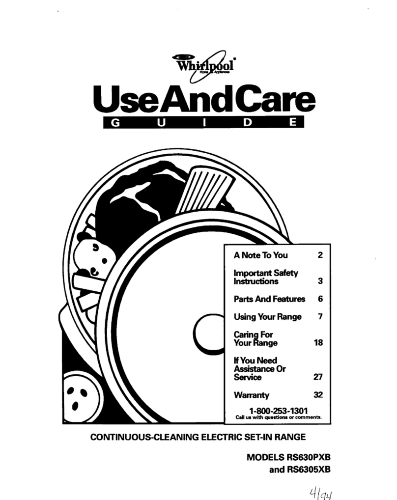 Whirlpool RS6305XB Use and care guide