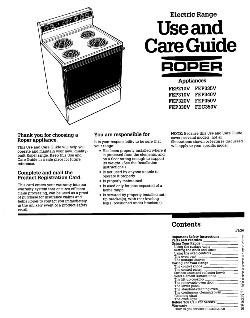 Whirlpool FEC350V Use and care guide
