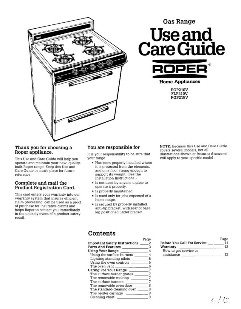 Whirlpool FGP210V Use and care guide