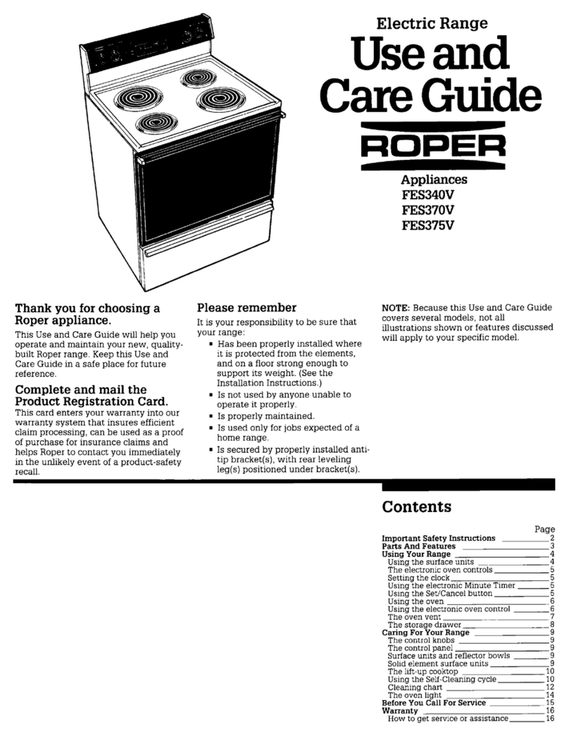 Whirlpool FES340V Use and care guide
