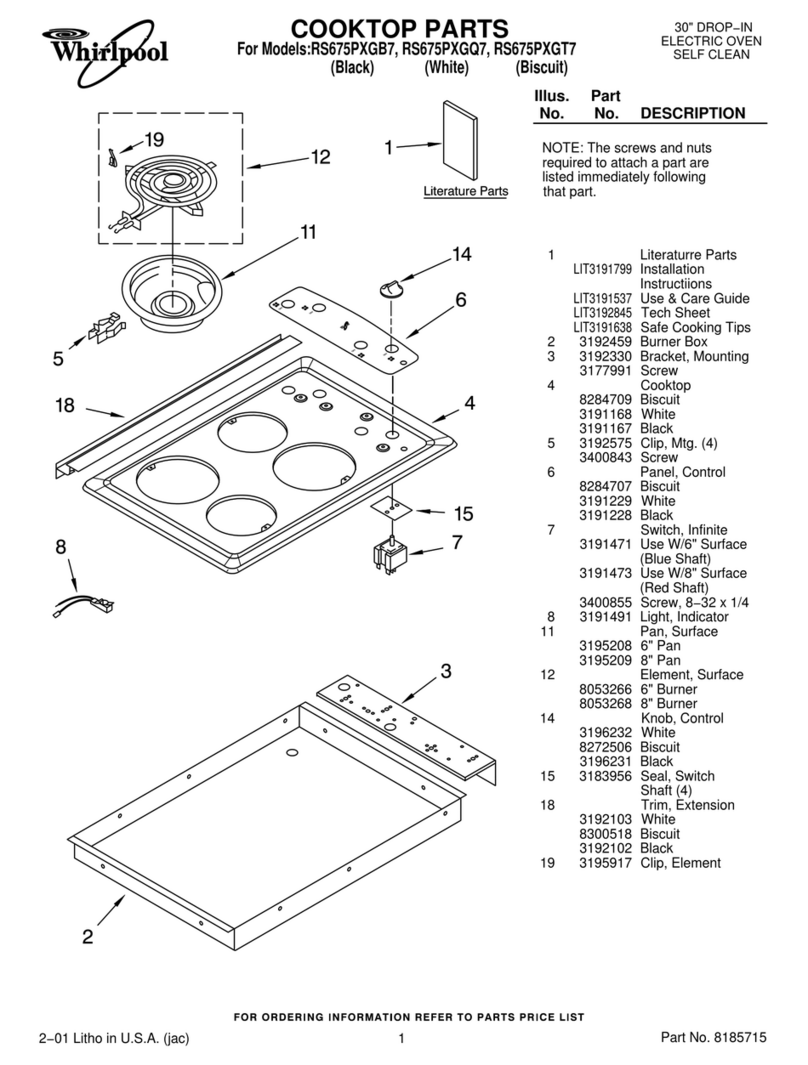 Whirlpool RS675PXGB7 Cooktop Parts