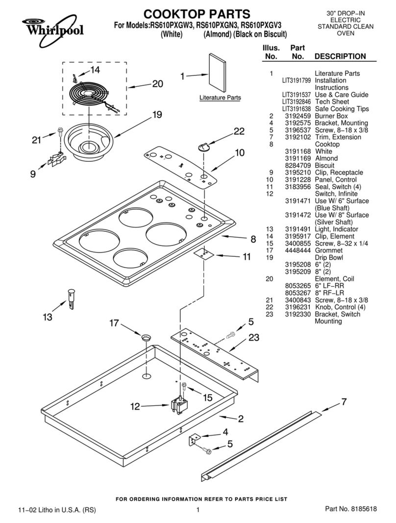Whirlpool RS610PXGN3 Cooktop Parts
