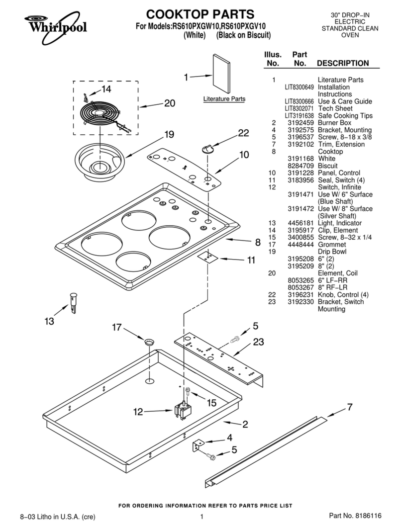 Whirlpool RS610PXGV10 Cooktop Parts