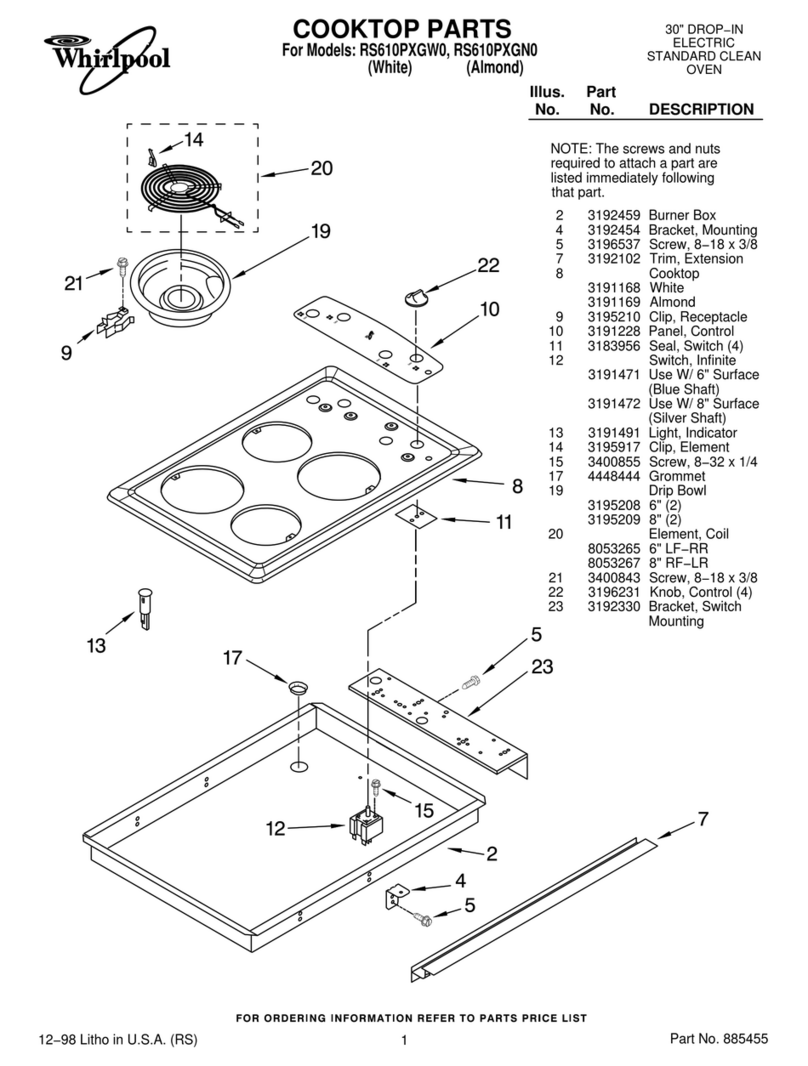 Whirlpool RS610PXGN0 Cooktop Parts Whirlpool RS610PXGN0 Cooktop Parts