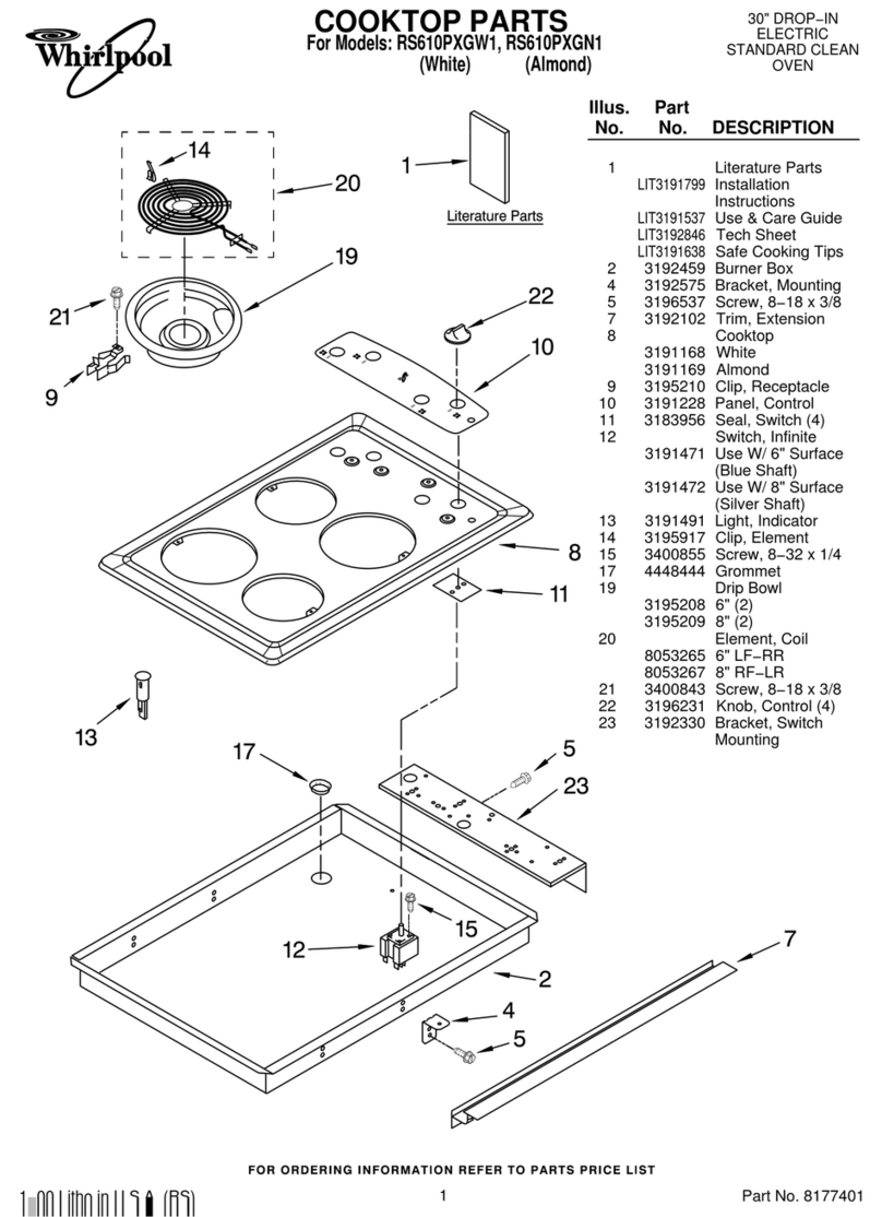 Whirlpool RS610PXGN1 Cooktop Parts