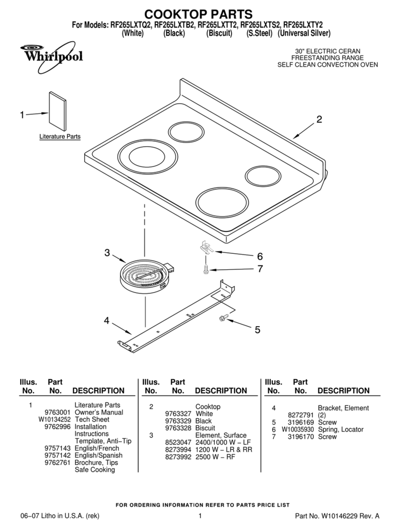 Whirlpool RF265LXTB2 parts list