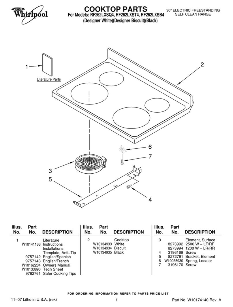 Whirlpool RF262LXSB4 parts manual