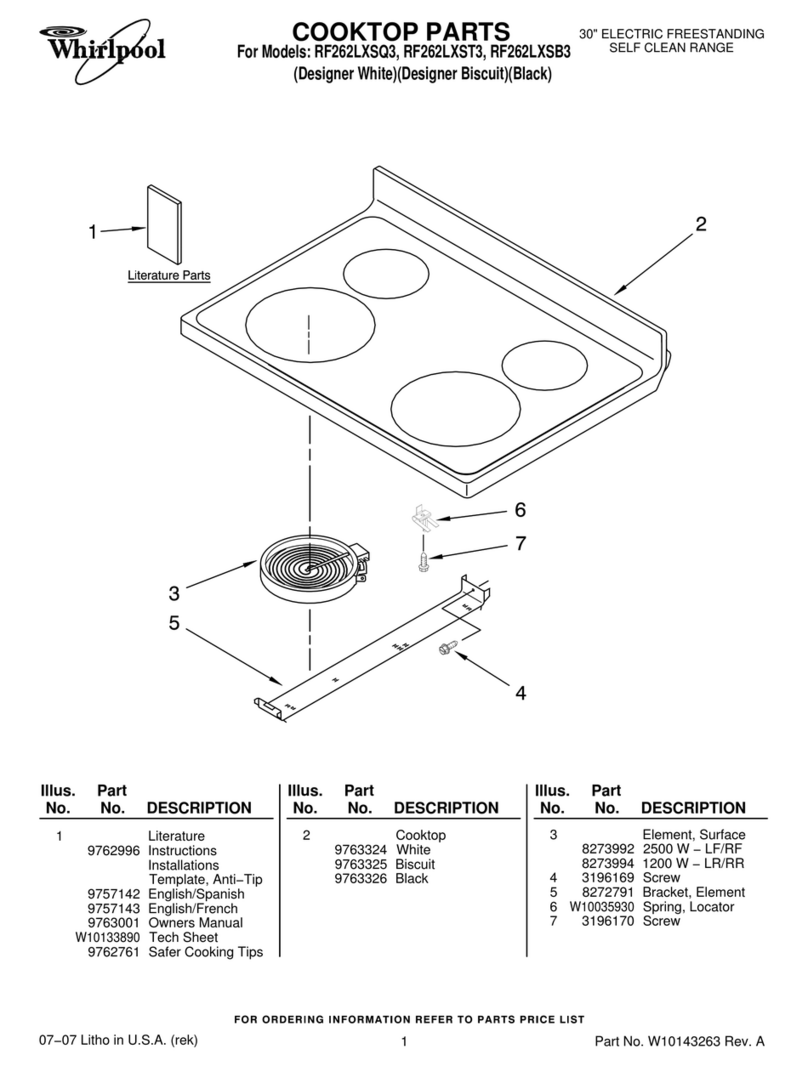 Whirlpool RF262LXSB3 parts list