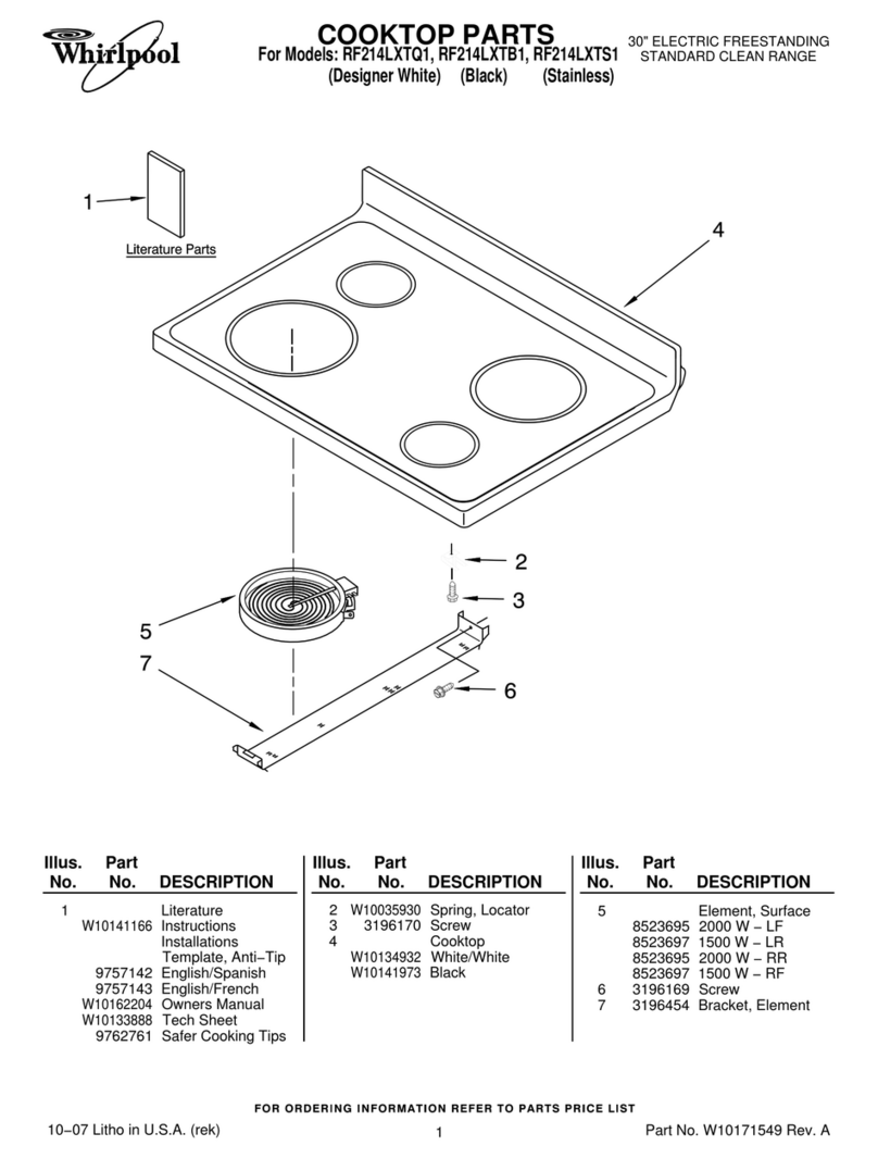 Whirlpool RF214LXTB1 parts list Whirlpool RF214LXTB1 parts list