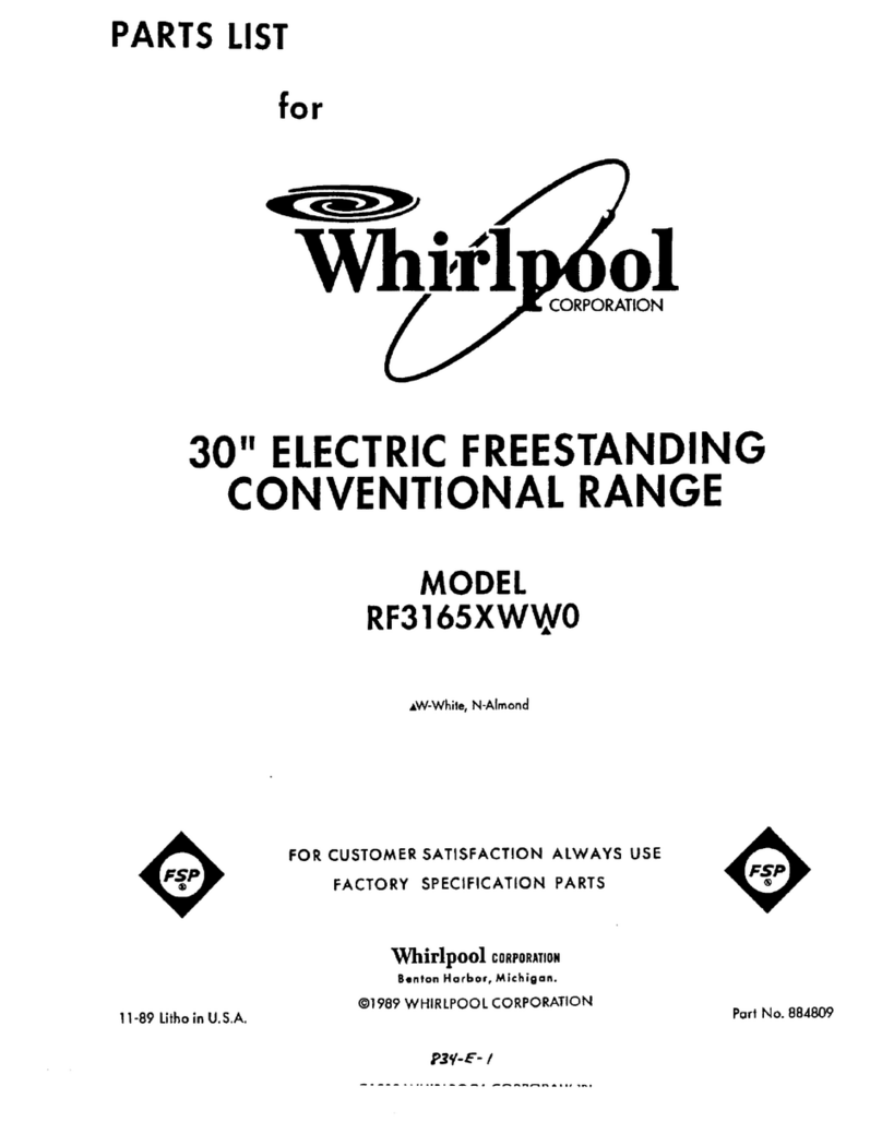 Whirlpool RF3165XWWO parts list
