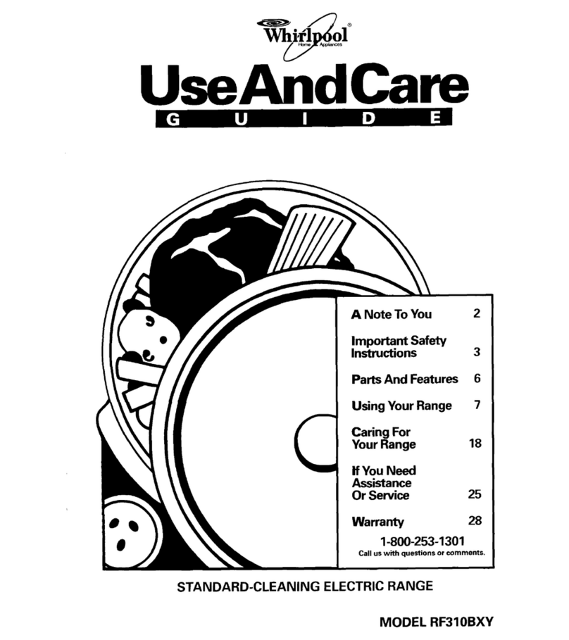 Whirlpool RF310BXY Use and care guide