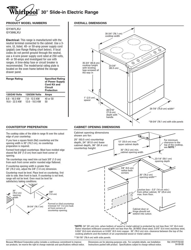 Whirlpool Gold GY397LXU Dimensions