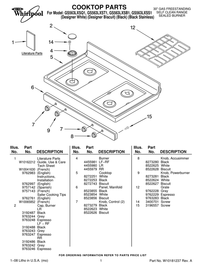 Whirlpool GS563LXSB1 parts list Whirlpool GS563LXSB1 parts list