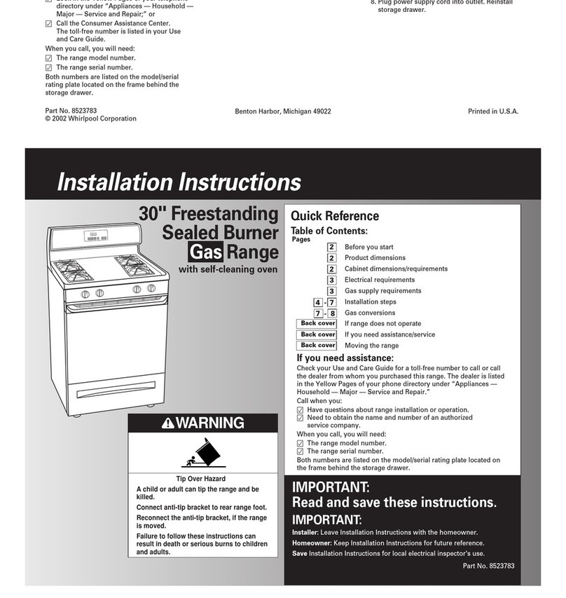 Whirlpool GS440LELB0 installation instructions
