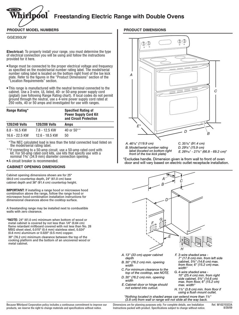 Whirlpool Gold GGE350LW Manual