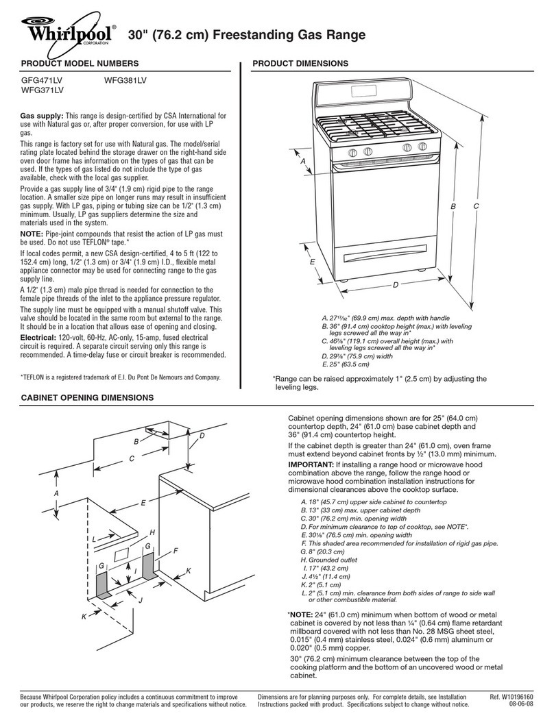 Whirlpool Gold GFG471LV Dimensions and installation information Whirlpool Gold GFG471LV Dimensions and installation information