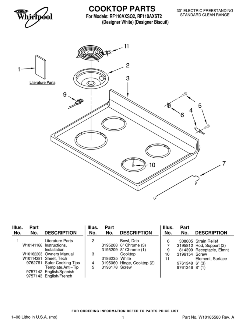 Whirlpool RF110AXSQ2 parts list