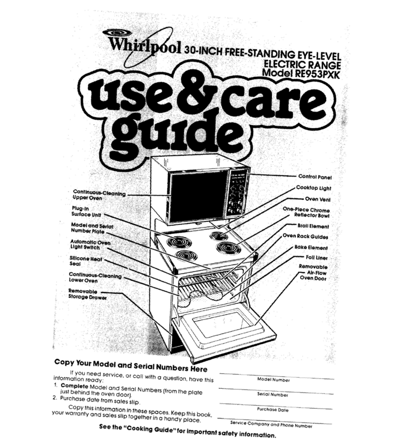 Whirlpool RE953PXKT0 Use & care guide