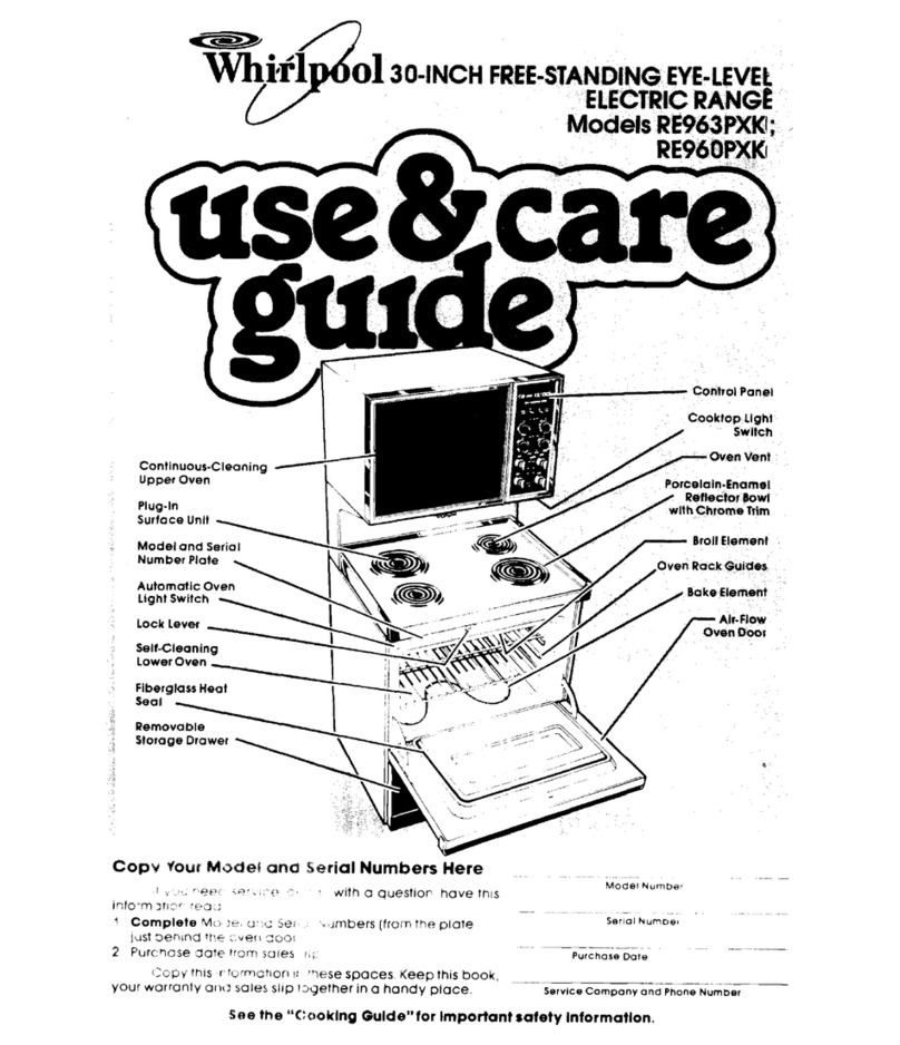 Whirlpool RE960PXK User manual