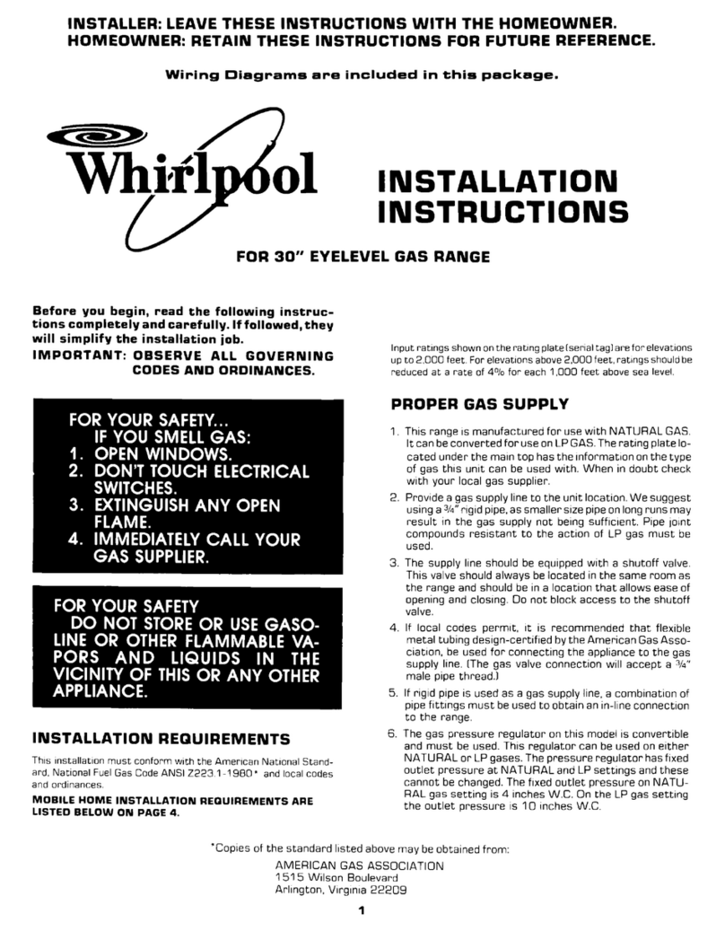 Whirlpool Range installation instructions