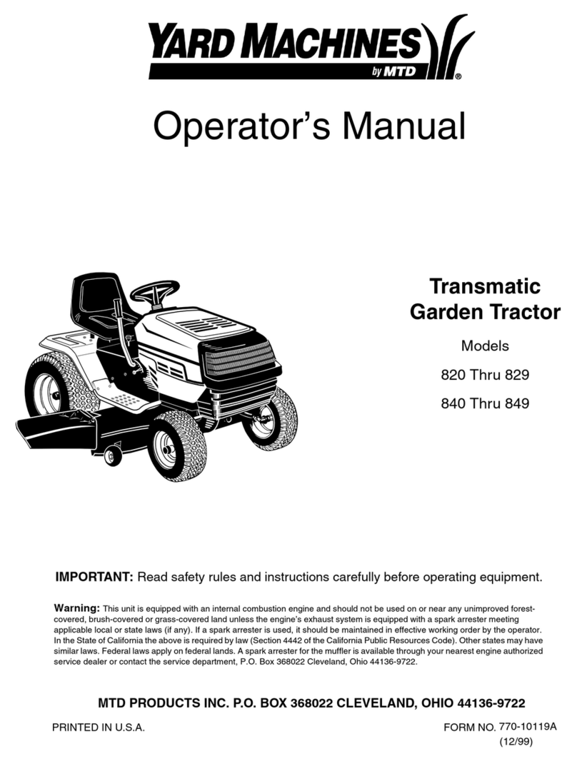Yard Machines 820 Thru 829 Operator's manual