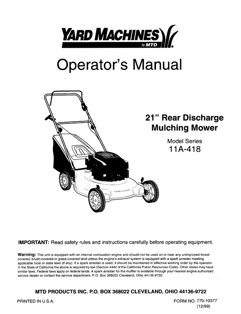 Yard Machines 11A-418 Series Operator's manual Yard Machines 11A-418 Series Operator's manual