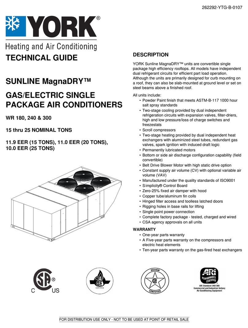 York SUNLINE MagnaDRY WR 240 Quick start guide