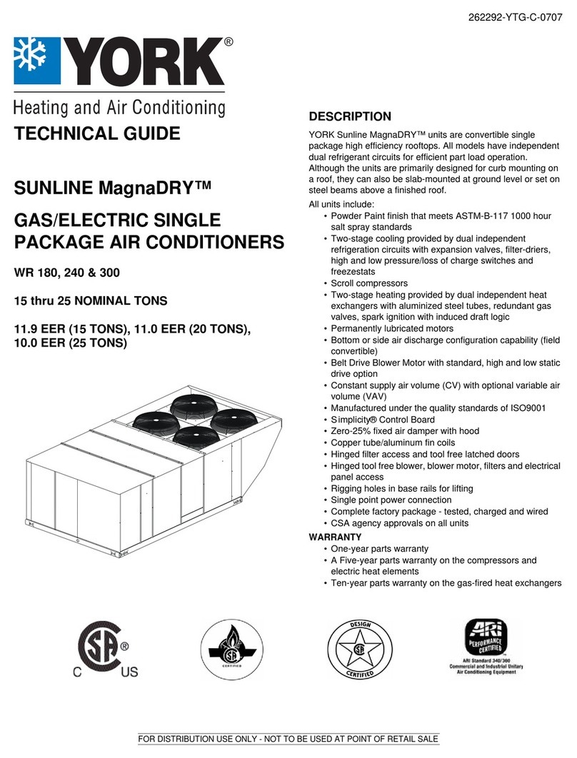 York SUNLINE MAGNADRY WR 180 Quick start guide