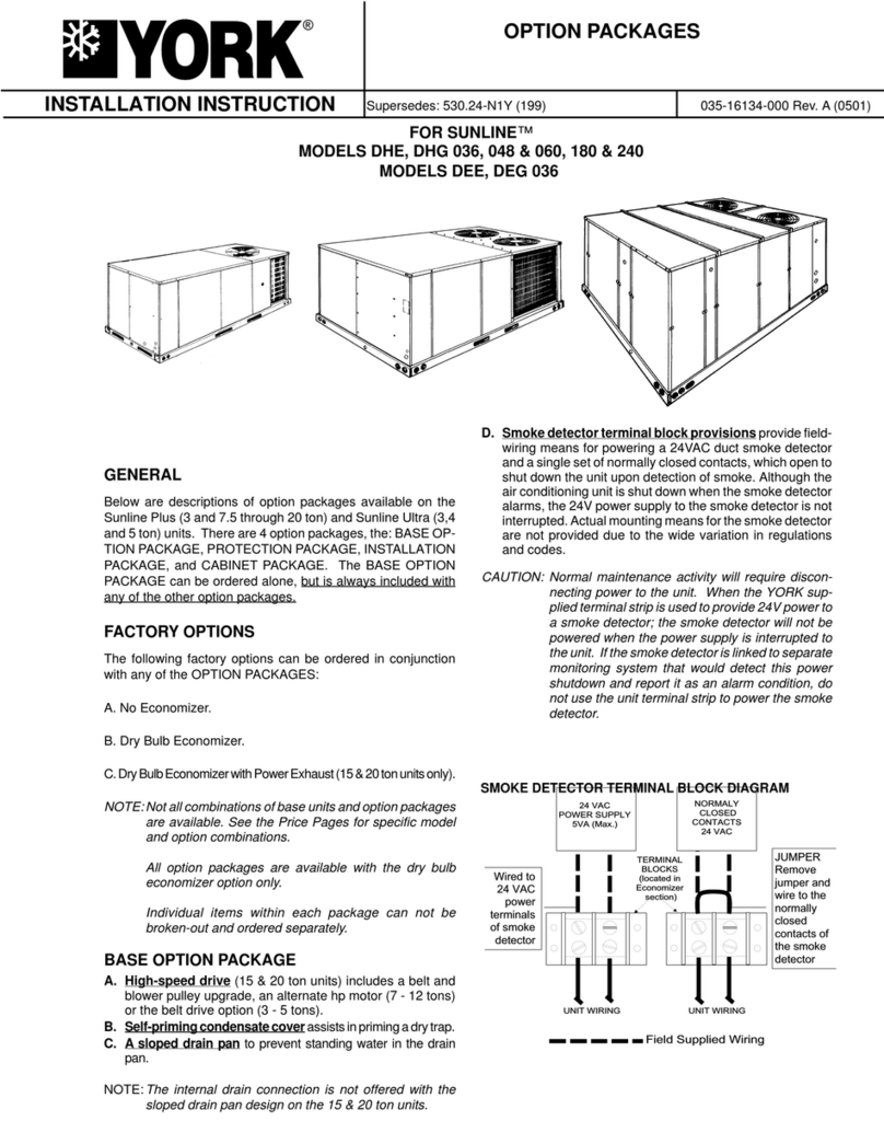 York SUNLINE DHG 180 User manual