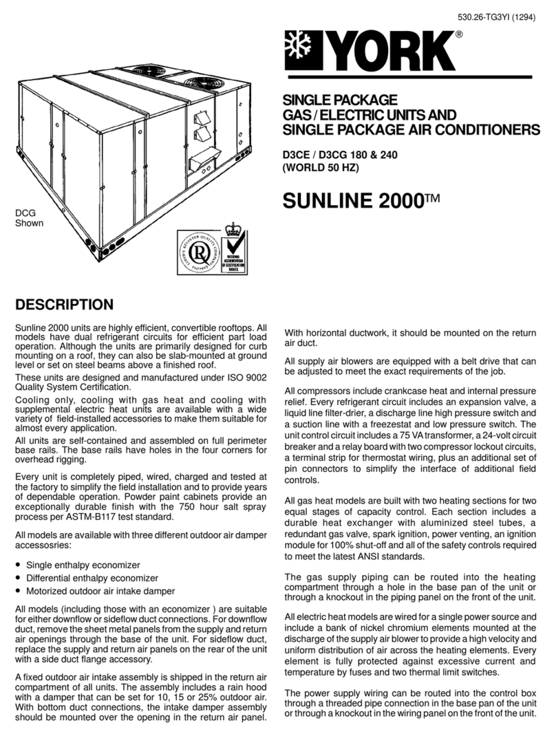 York SUNLINE 2000 D3CE User manual