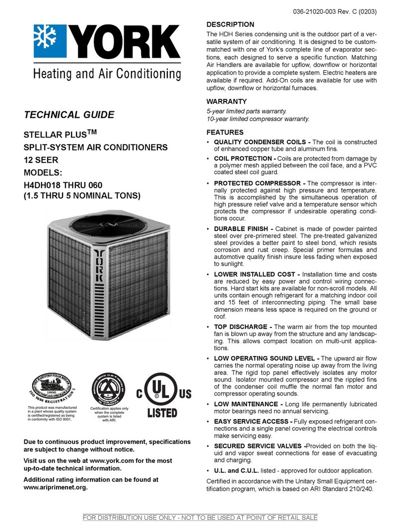 York STELLAR PLUS H4DH018 THRU 060 Quick start guide