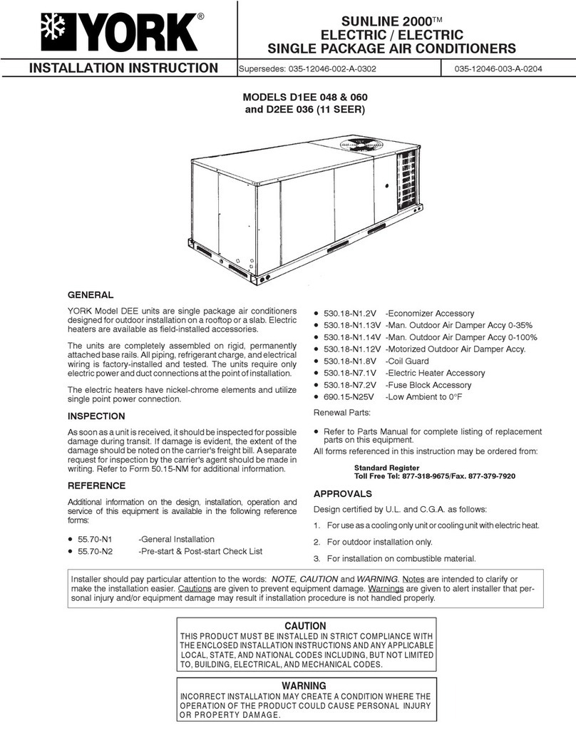York SUNLINE 2000 D1EE 048 User manual York SUNLINE 2000 D1EE 048 User manual