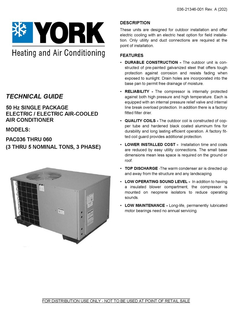 York PAC036 Quick start guide