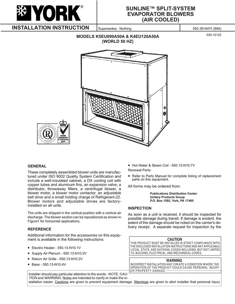 York SUNLINE K4EU120A50A Installation instruction