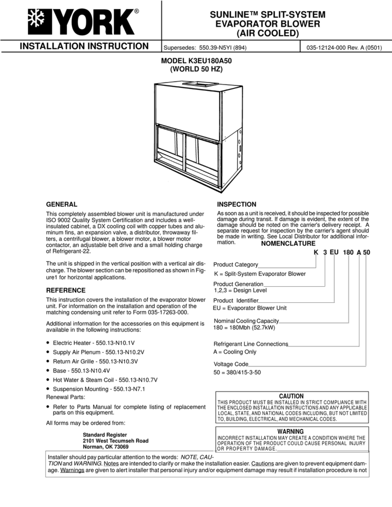 York WORLD 50 HZ K3EU180A50 Installation instruction