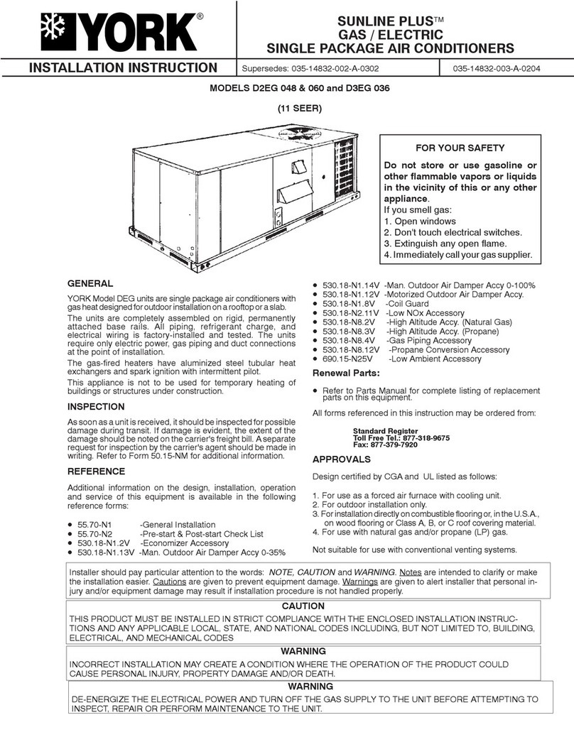 York SUNLINE PLUS D2EG 048 User manual
