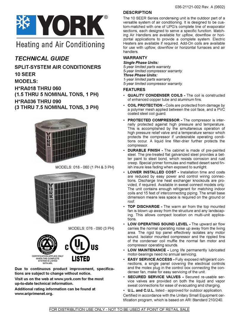 York THRU H*RA018 THRU 060 Quick start guide