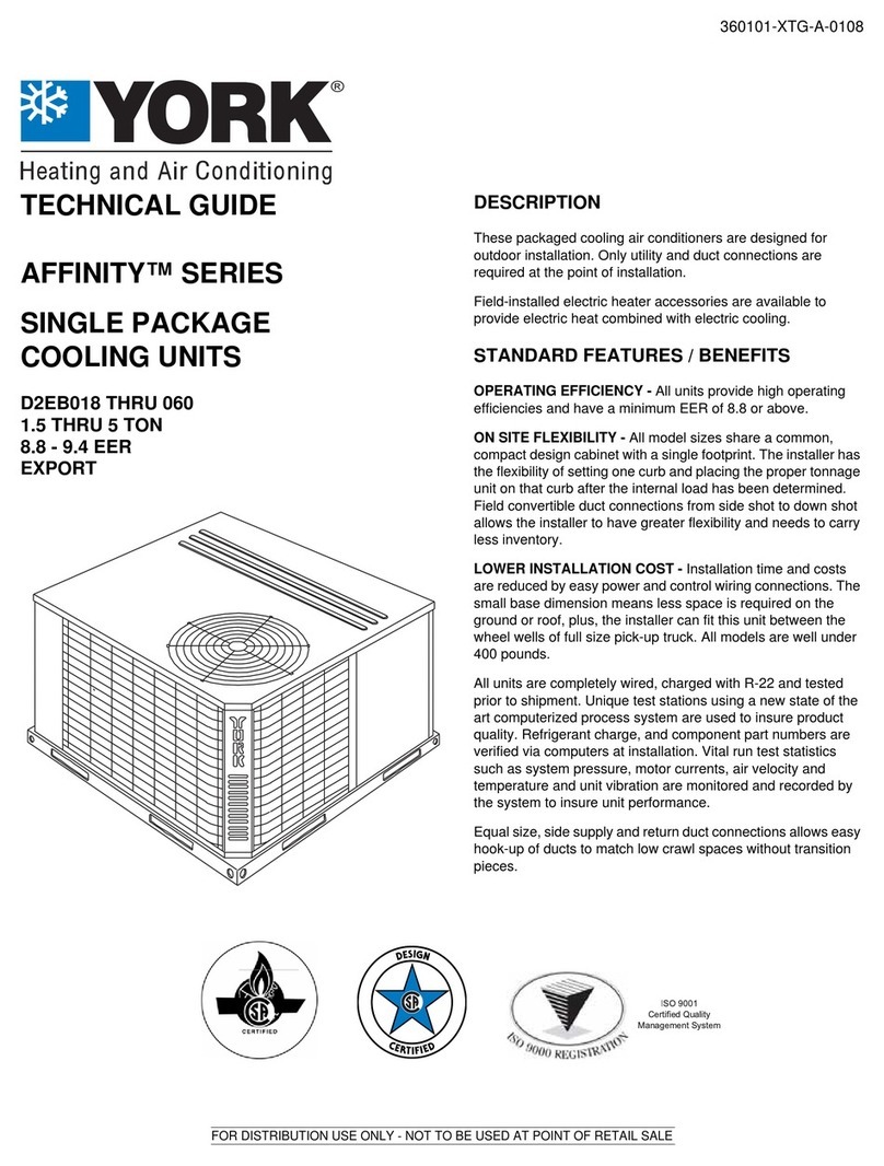 York AFFINITY 360101-XTG-A-0108 Quick start guide