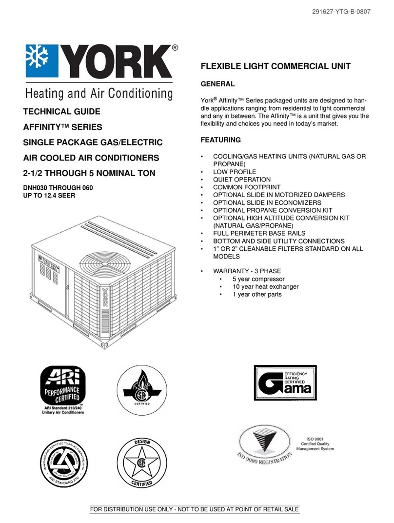 York AFFINITY 291627-YTG-B-0807 Quick start guide