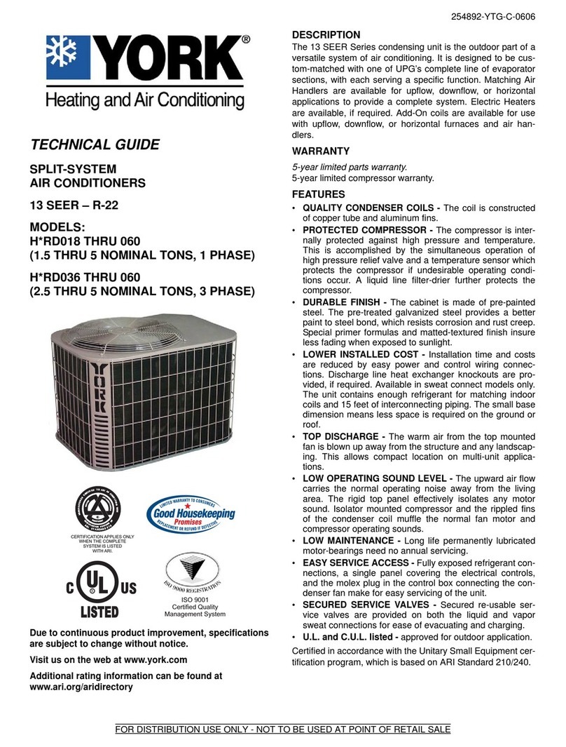 York H*RD018 THRU 060 Quick start guide