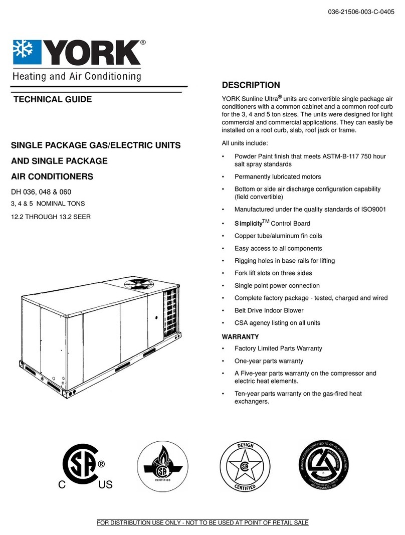 York CSA DH 036 Quick start guide